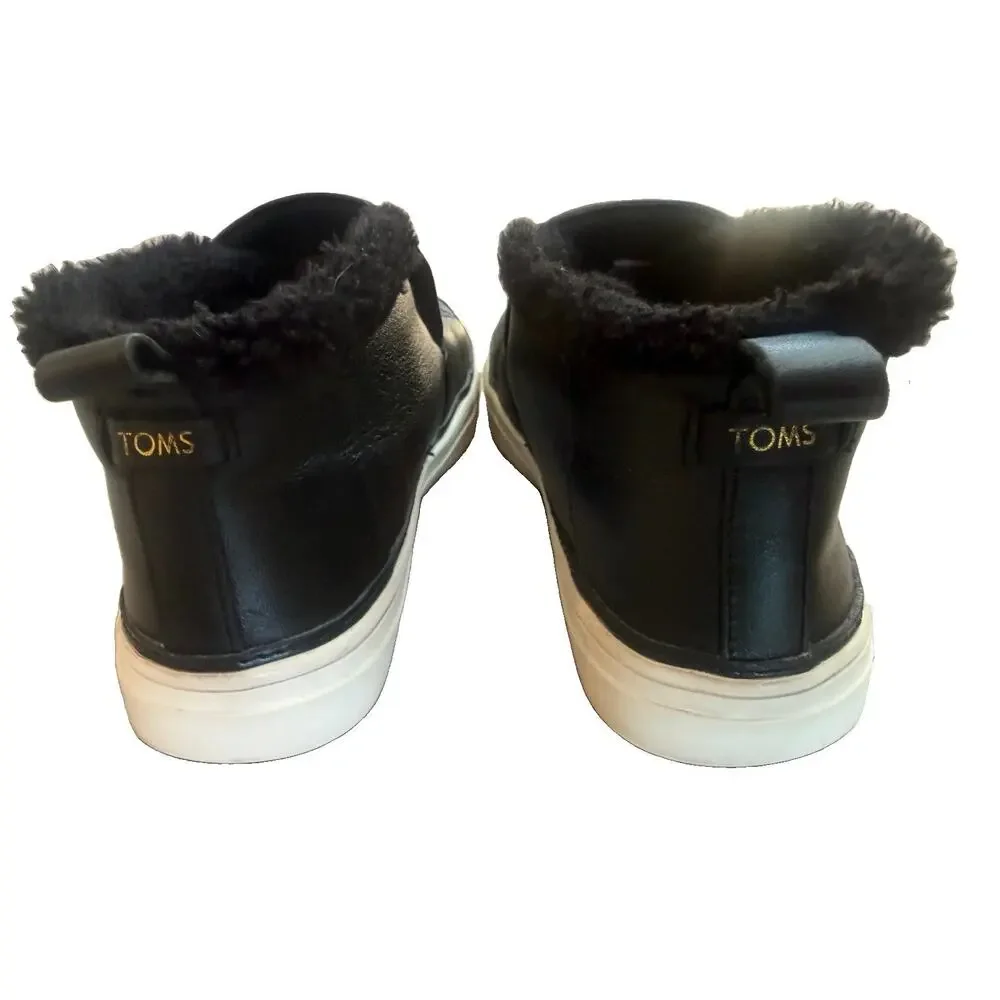 TOMS Unisex Adults Black Mid Top Slip-On Leather Faux Fur Lined Sneakers